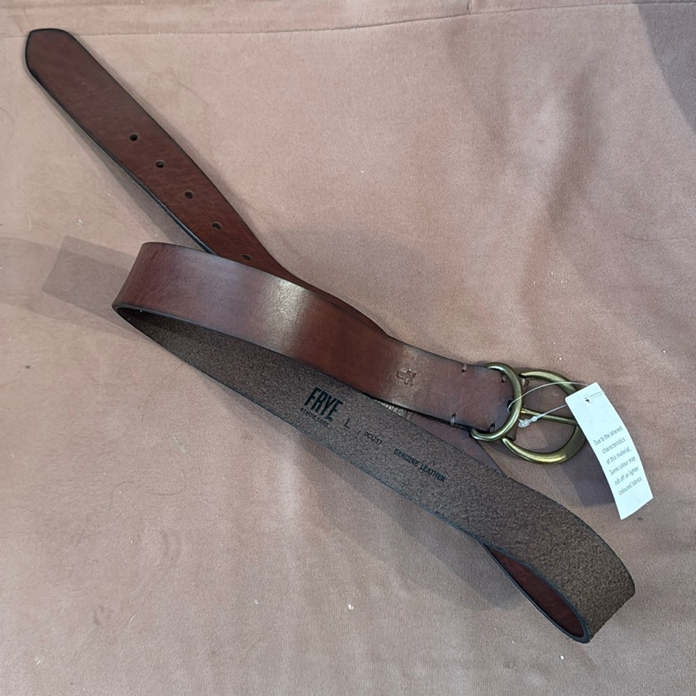 NWT Frye dark brown leather belt, size L